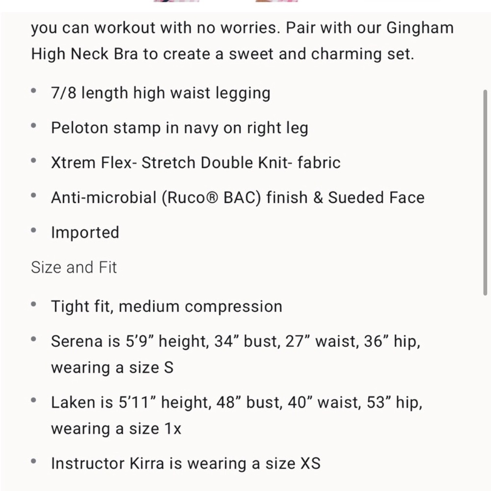 Peloton gingham high rise leggings size large - Picture 4 of 9